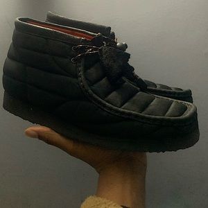 Clark Wallabee Black Quilted Lace up Boots